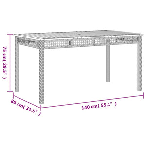 vidaXL 3-tlg. Garten-Essgruppe mit Kissen Beige Poly Rattan