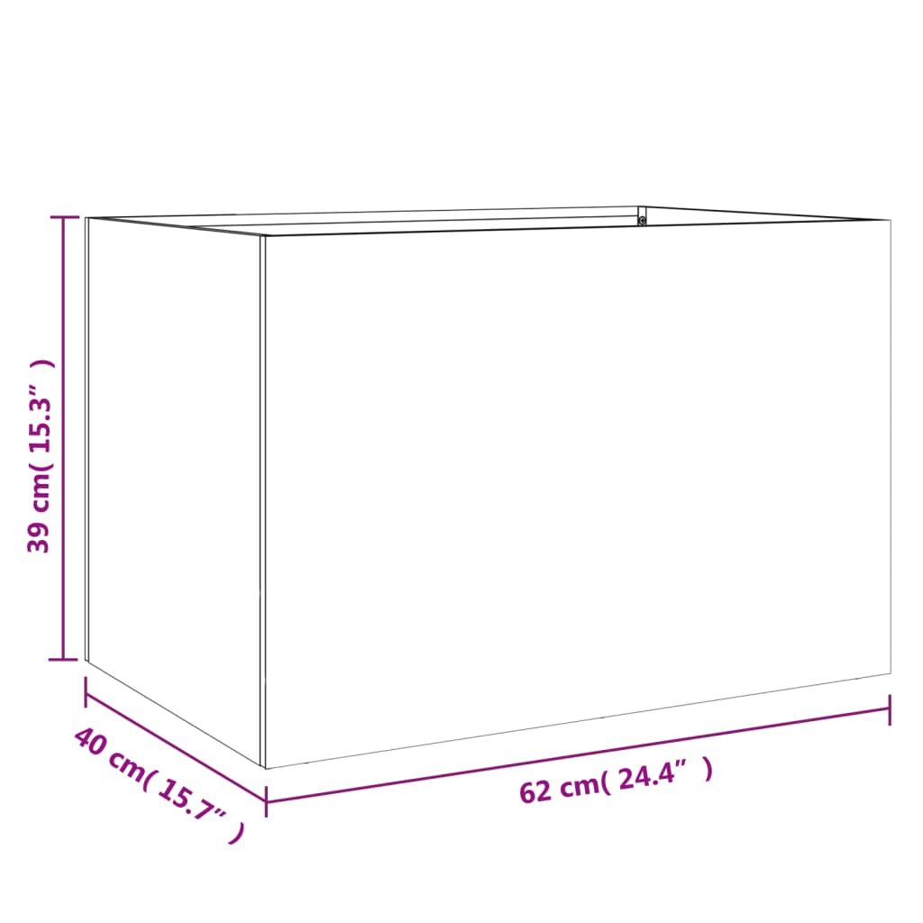 Pflanzkübel Anthrazit 62x40x39 cm Stahl Stilecasa