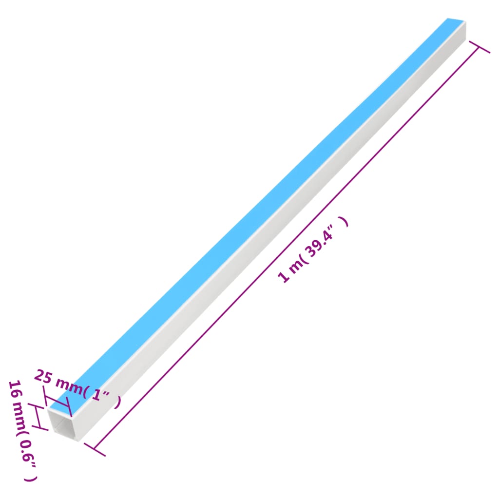 vidaXL Kabelkanäle Selbstklebend 25x16 mm 10 m PVC