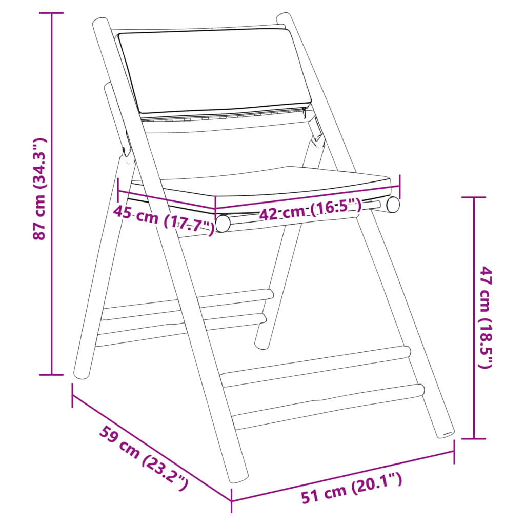 vidaXL 3-tlg. Bistro-Set Klappbar mit Dunkelgrauen Kissen Bambus