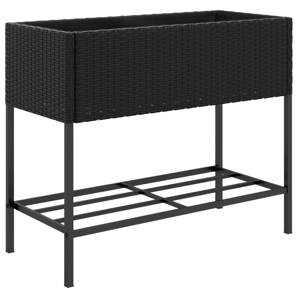 Hochbeete mit Ablage 2 Stk. Schwarz 90x40x75 cm Poly Rattan Stilecasa