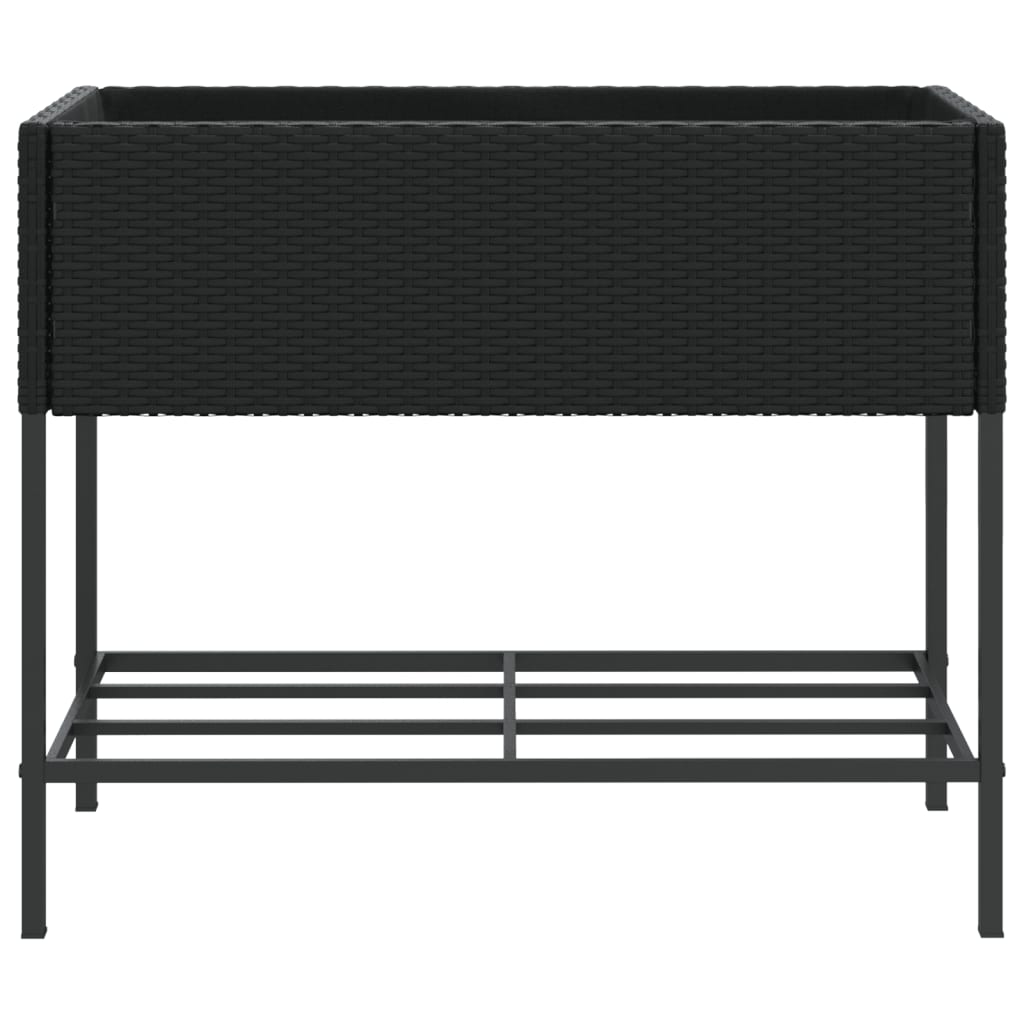 Hochbeete mit Ablage 2 Stk. Schwarz 90x40x75 cm Poly Rattan Stilecasa