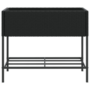 Hochbeete mit Ablage 2 Stk. Schwarz 90x40x75 cm Poly Rattan Stilecasa