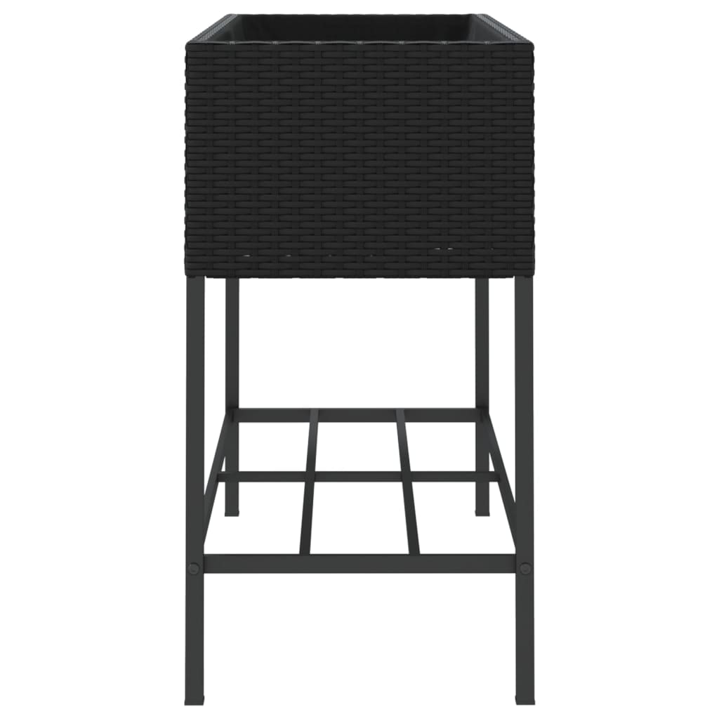 Hochbeete mit Ablage 2 Stk. Schwarz 90x40x75 cm Poly Rattan Stilecasa