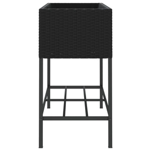 Hochbeete mit Ablage 2 Stk. Schwarz 90x40x75 cm Poly Rattan Stilecasa