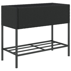 Hochbeete mit Ablage 2 Stk. Schwarz 90x40x75 cm Poly Rattan Stilecasa