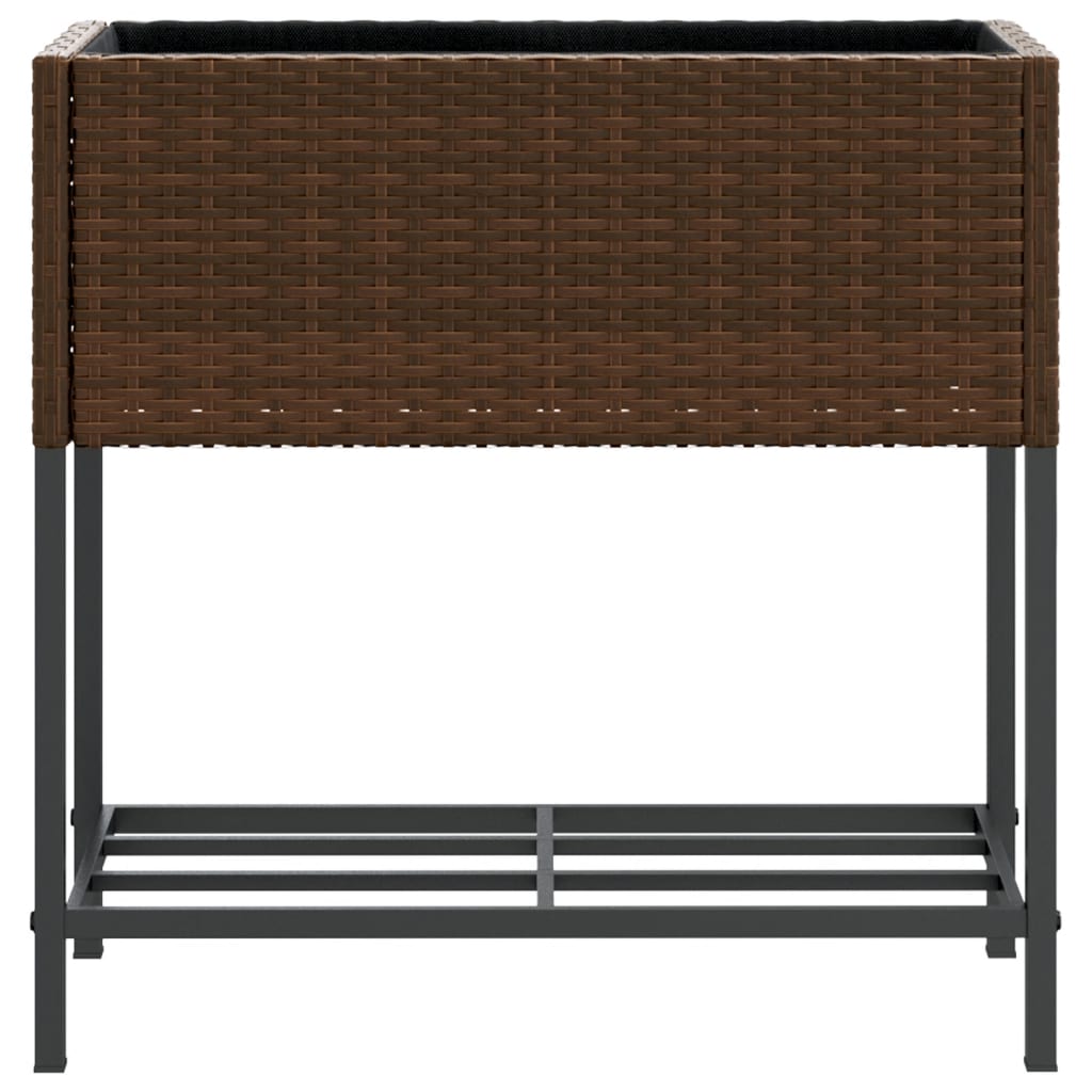 Hochbeete mit Ablage 2 Stk. Braun 70x28x70 cm Poly Rattan