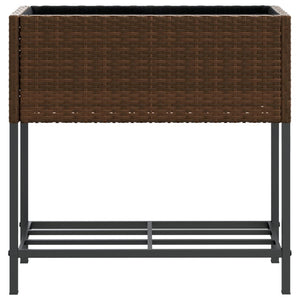 Hochbeete mit Ablage 2 Stk. Braun 70x28x70 cm Poly Rattan