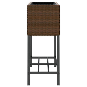 Hochbeete mit Ablage 2 Stk. Braun 70x28x70 cm Poly Rattan