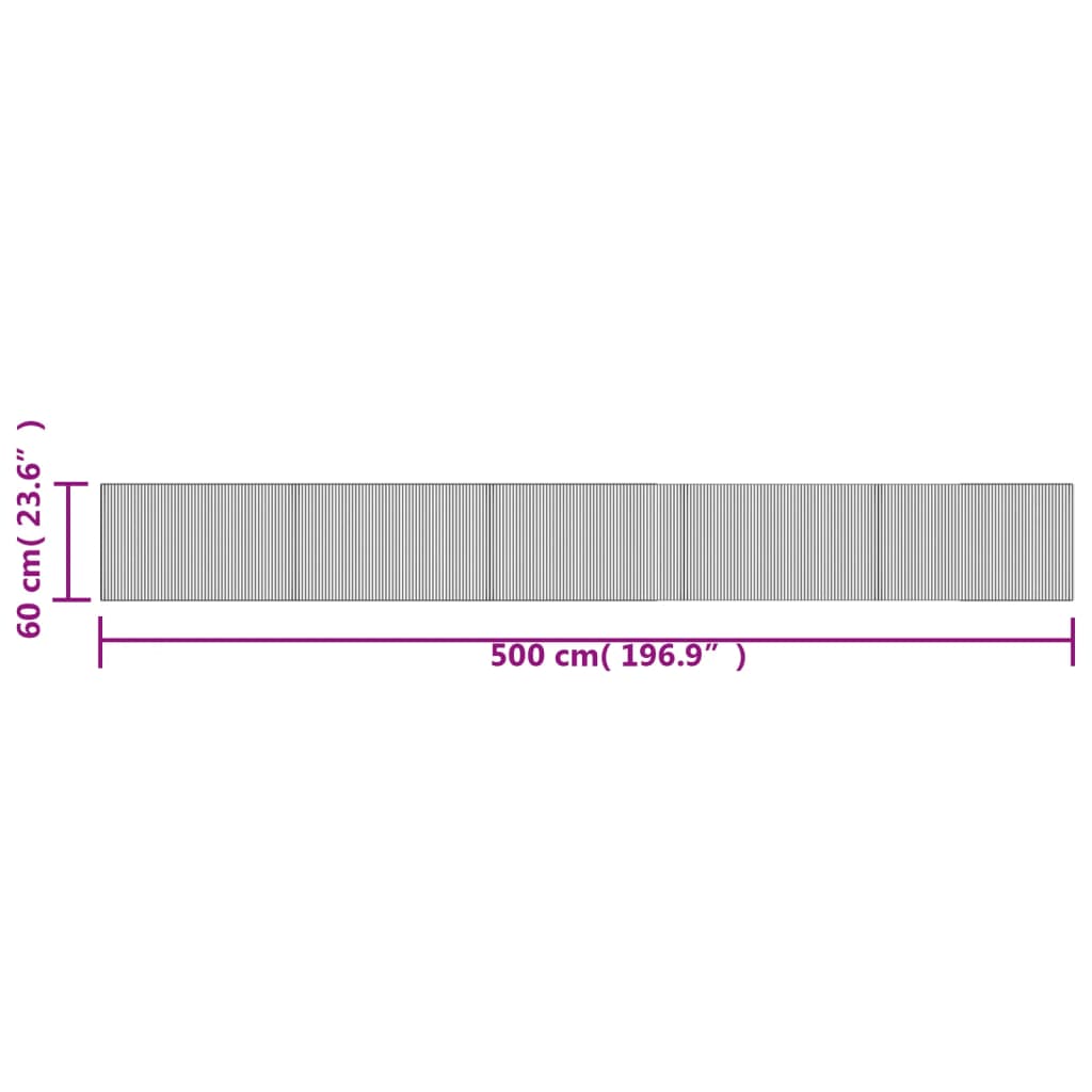 vidaXL Teppich Rechteckig Grau 60x500 cm Bambus