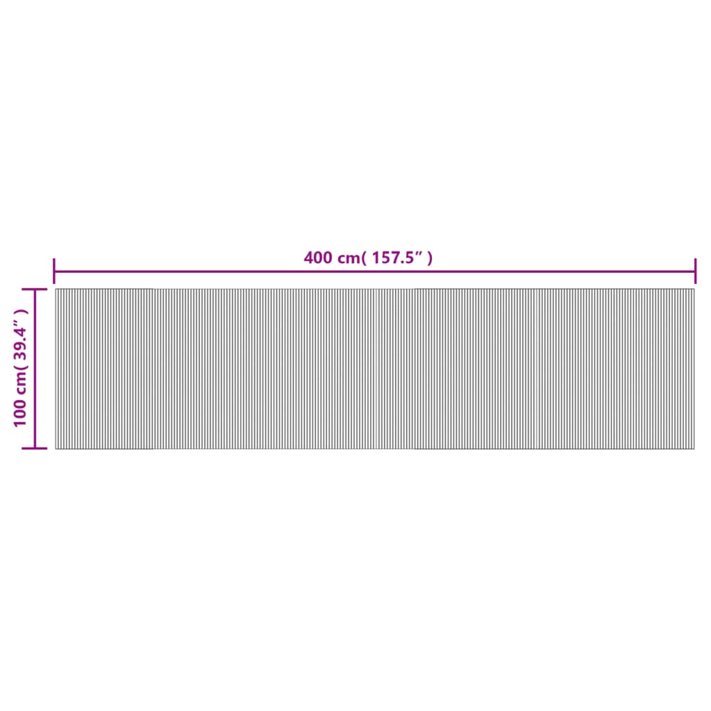 vidaXL Teppich Rechteckig Braun 100x400 cm Bambus