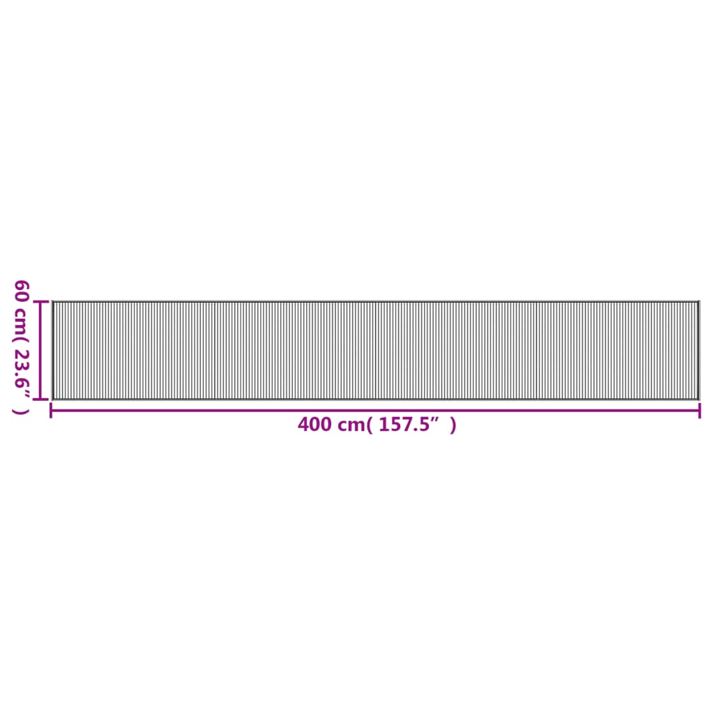 vidaXL Teppich Rechteckig Grau 60x400 cm Bambus