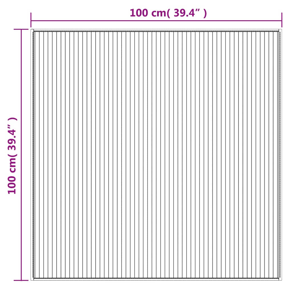 vidaXL Teppich Quadratisch Grau 100x100 cm Bambus