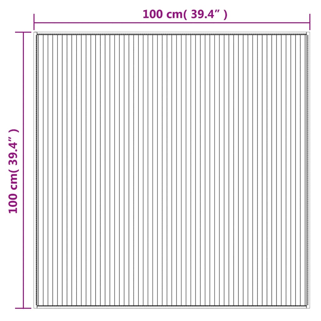 vidaXL Teppich Quadratisch Dunkelbraun 100x100 cm Bambus