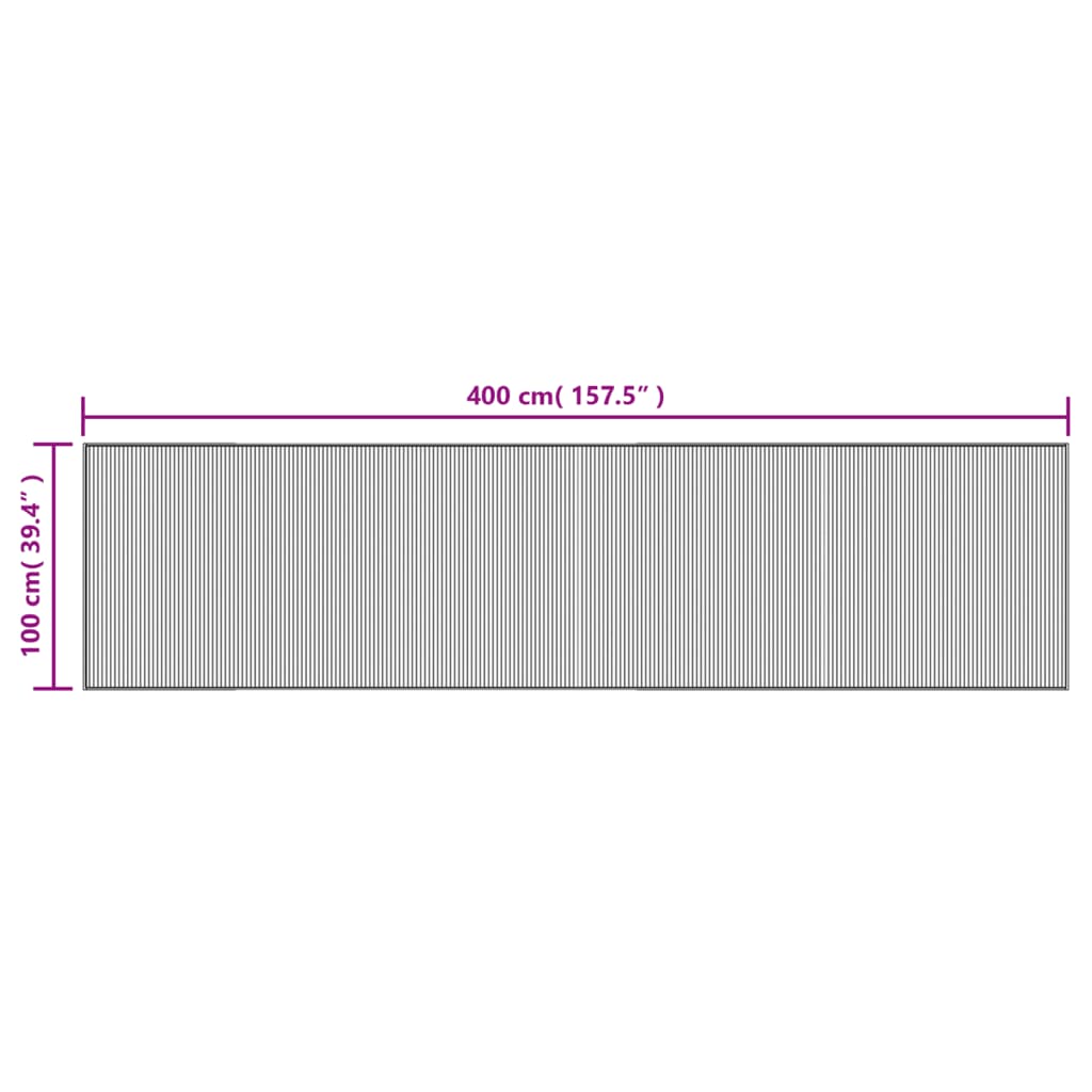 vidaXL Teppich Rechteckig Schwarz 100x400 cm Bambus