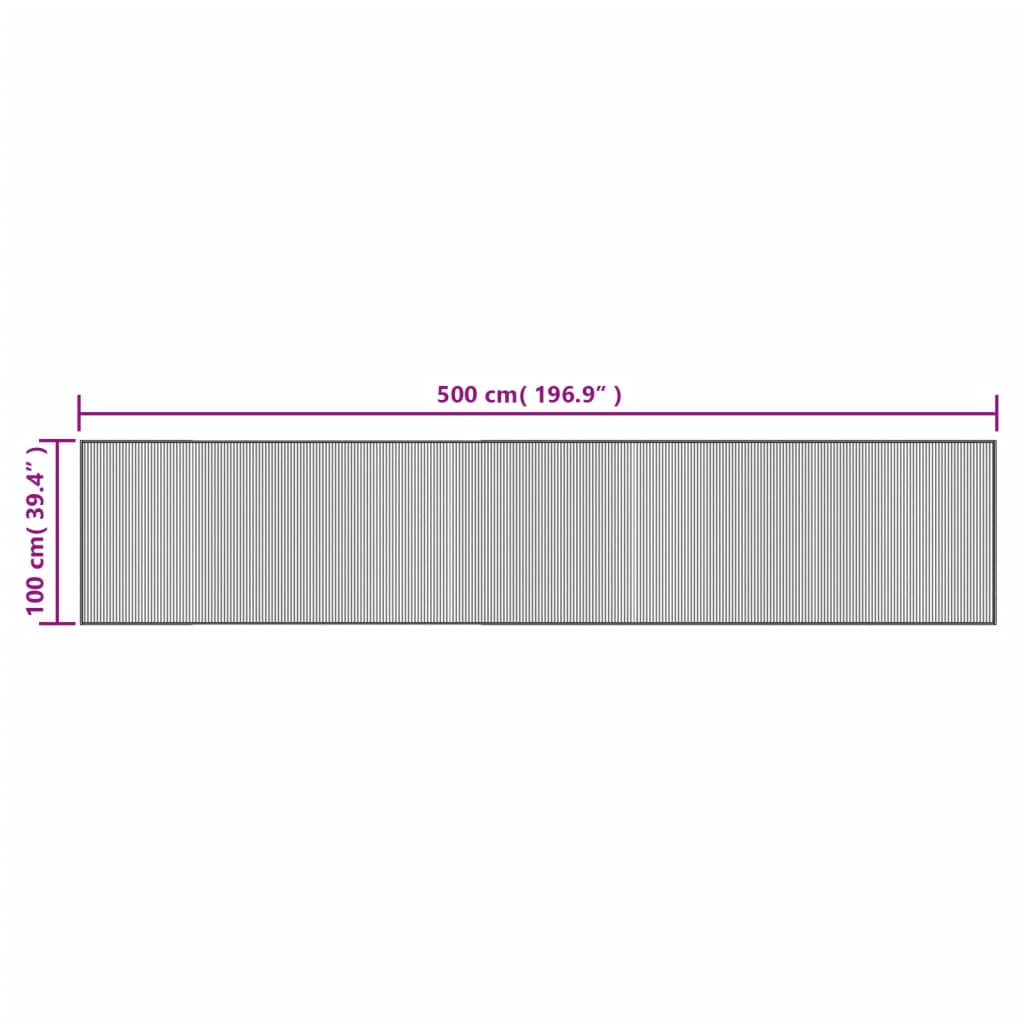 vidaXL Teppich Rechteckig Schwarz 100x500 cm Bambus