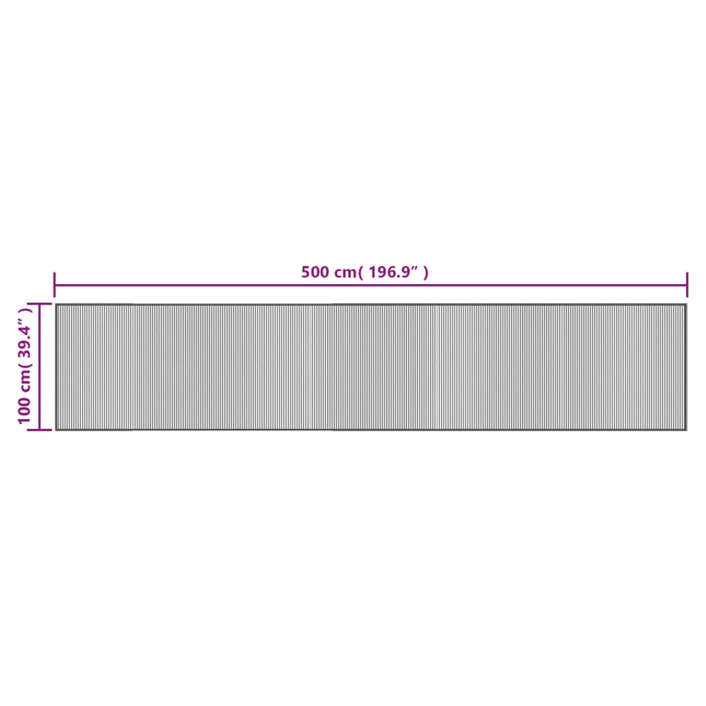 vidaXL Teppich Rechteckig Natur 100x500 cm Bambus