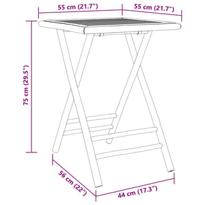 vidaXL Gartentisch Klappbar 55x55x75 cm Bambus