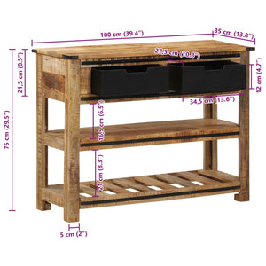 vidaXL Konsolentisch 100x35x75 cm Massivholz Mango