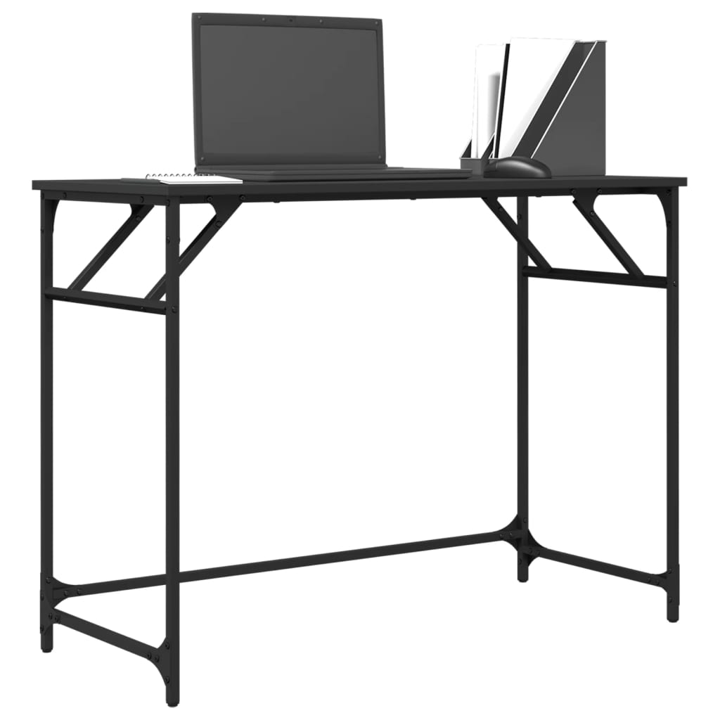 Schreibtisch Schwarz 100x45x76 cm Holzwerkstoff und Stahl Stilecasa