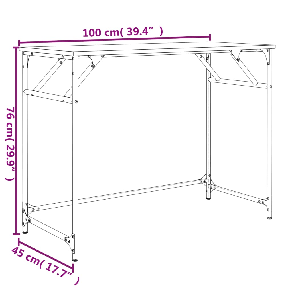 Schreibtisch Schwarz 100x45x76 cm Holzwerkstoff und Stahl Stilecasa