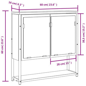 vidaXL Bad-Spiegelschrank Sonoma-Eiche 60x16x60 cm Holzwerkstoff