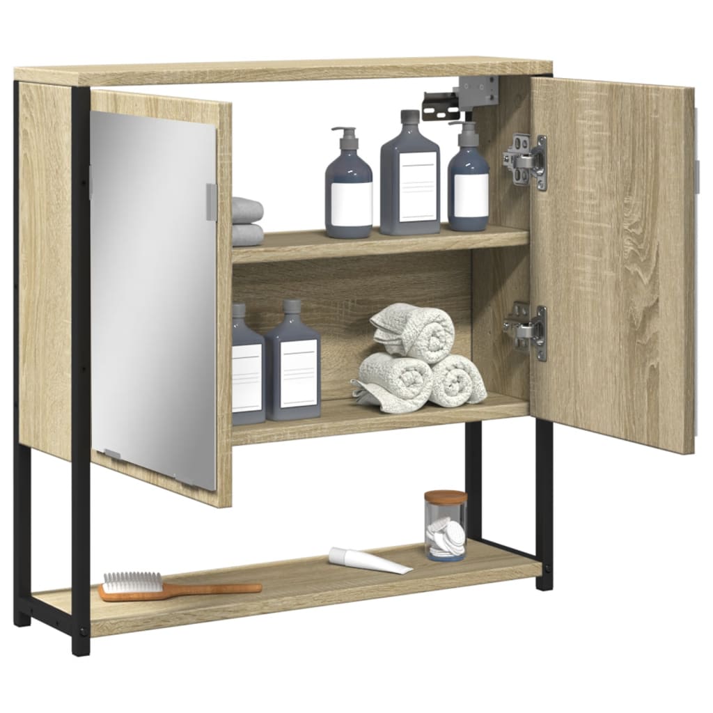 vidaXL Bad-Spiegelschrank Sonoma-Eiche 60x16x60 cm Holzwerkstoff