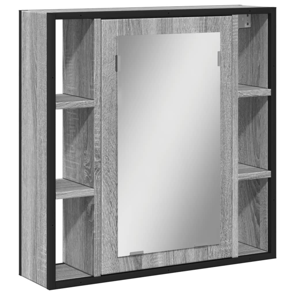 vidaXL Bad-Spiegelschrank Grau Sonoma 60x16x60 cm Holzwerkstoff