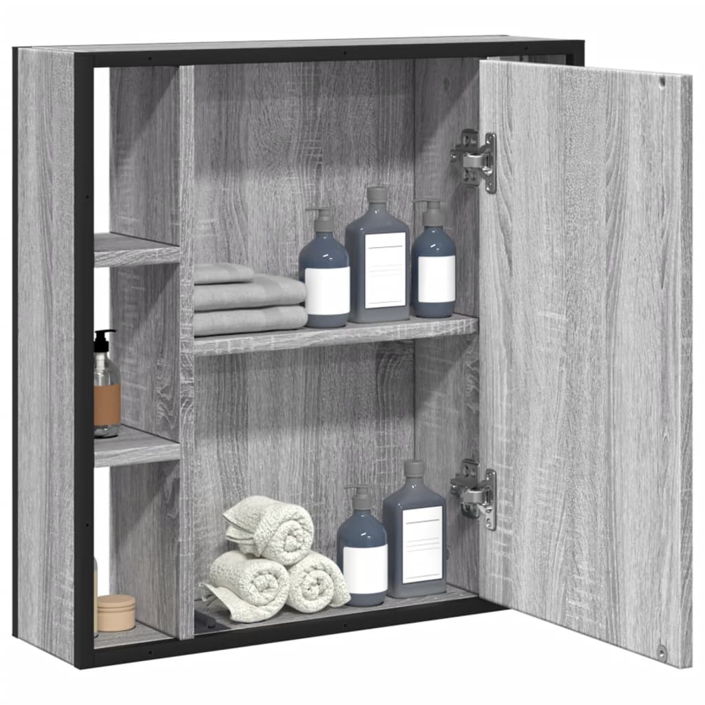 vidaXL Bad-Spiegelschrank Grau Sonoma 60x16x60 cm Holzwerkstoff