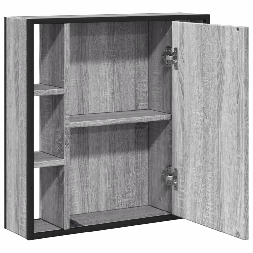 vidaXL Bad-Spiegelschrank Grau Sonoma 60x16x60 cm Holzwerkstoff