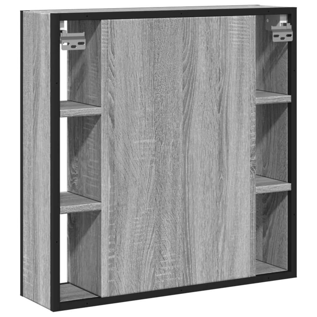 vidaXL Bad-Spiegelschrank Grau Sonoma 60x16x60 cm Holzwerkstoff