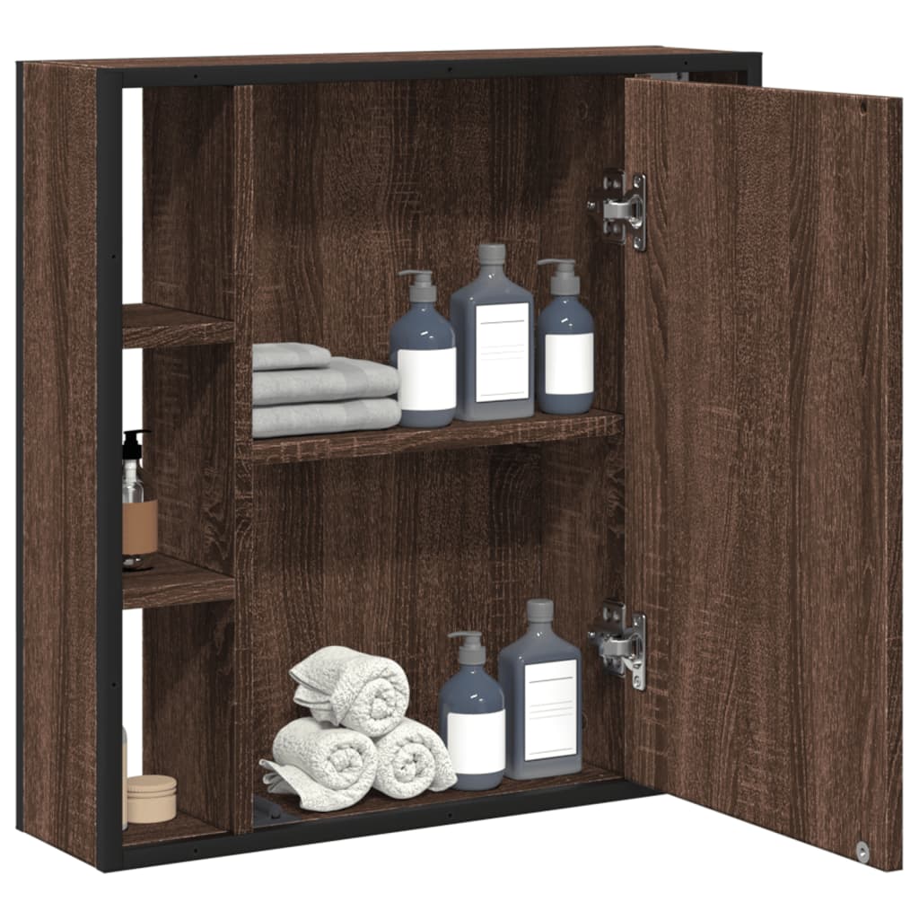 vidaXL Bad-Spiegelschrank Braun Eiche-Optik 60x16x60cm Holzwerkstoff