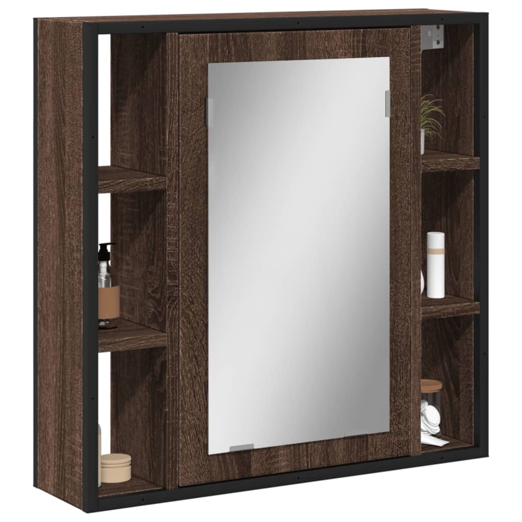 vidaXL Bad-Spiegelschrank Braun Eiche-Optik 60x16x60cm Holzwerkstoff