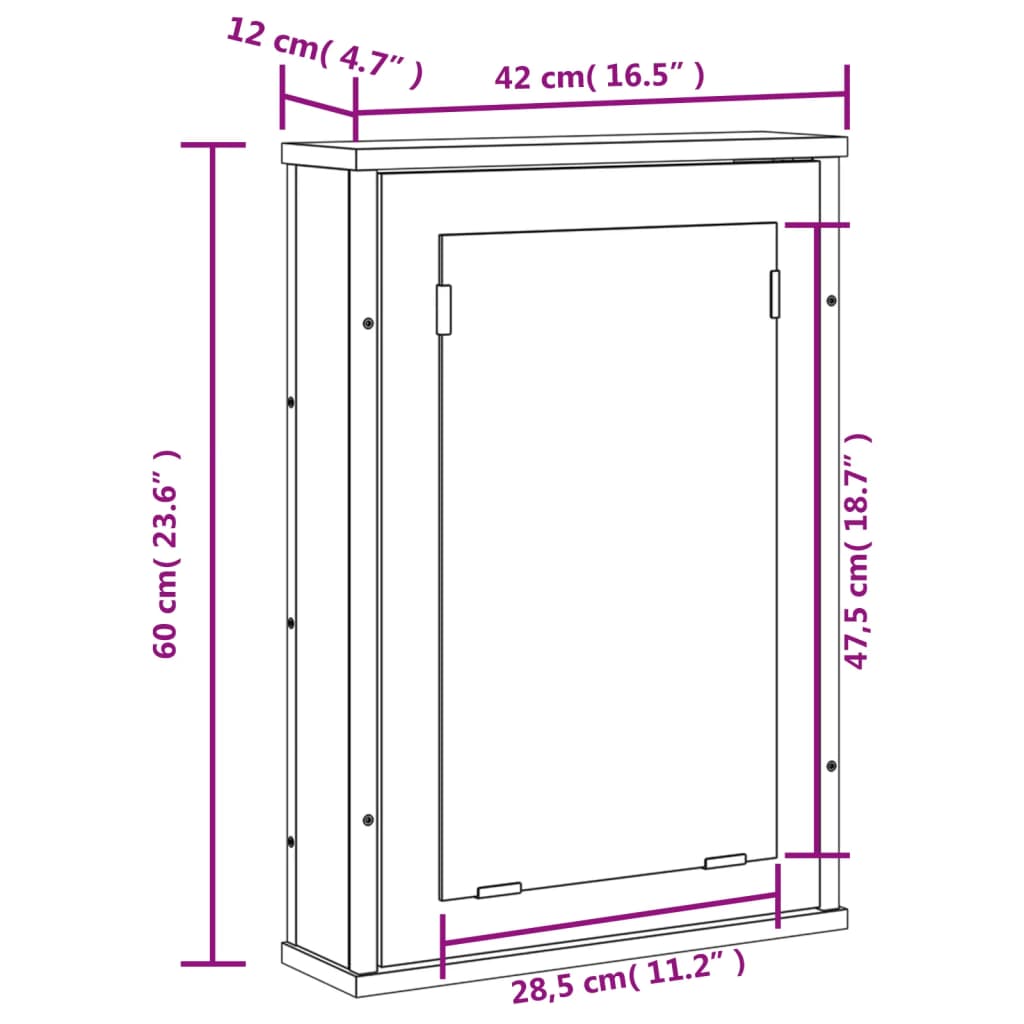 Bad-Spiegelschrank Schwarz 42x12x60 cm Holzwerkstoff Stilecasa