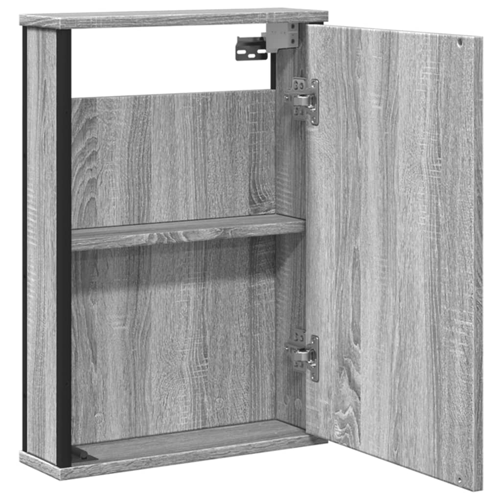 vidaXL Bad-Spiegelschrank Grau Sonoma 42x12x60 cm Holzwerkstoff