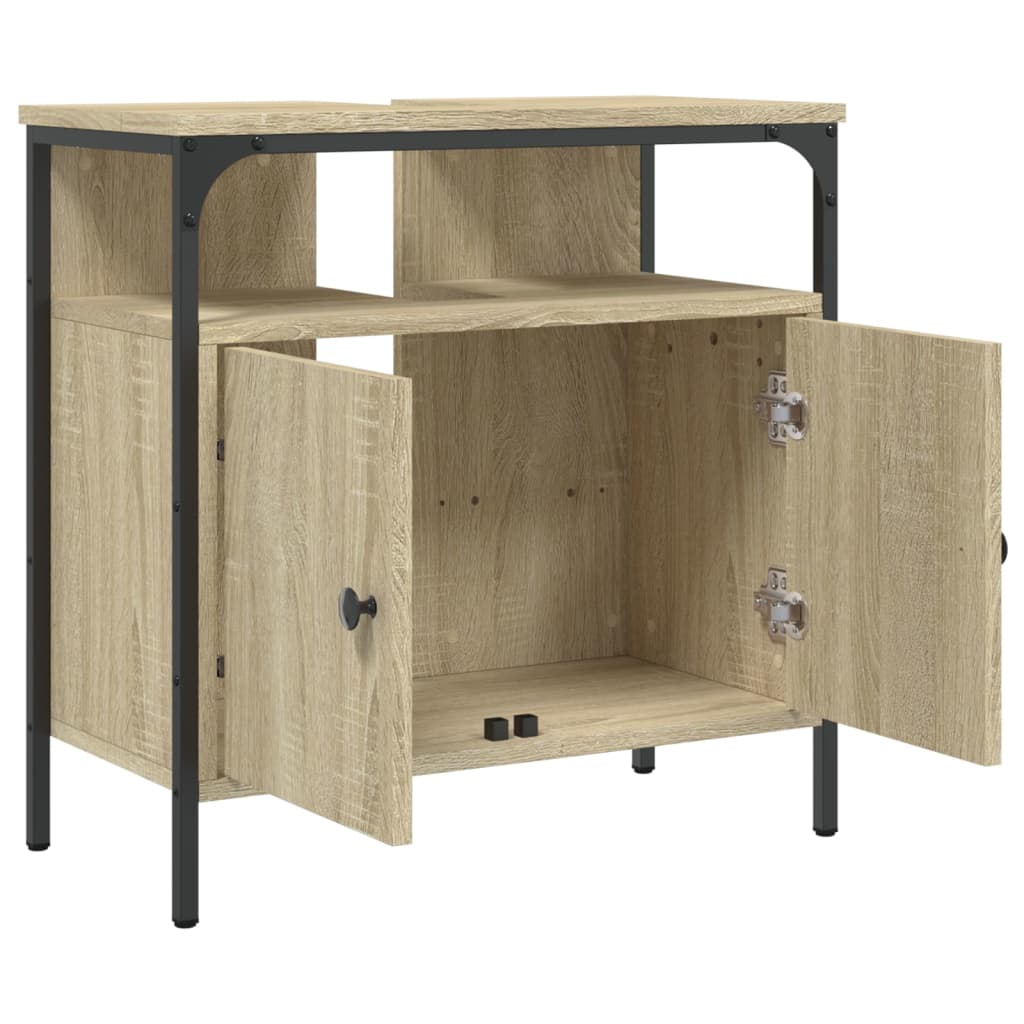 vidaXL Waschbeckenunterschrank Sonoma-Eiche 60x30x60 cm Holzwerkstoff