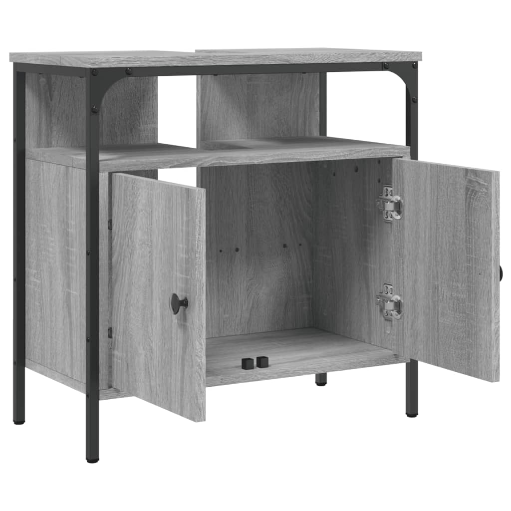 vidaXL Waschbeckenunterschrank Grau Sonoma 60x30x60 cm Holzwerkstoff