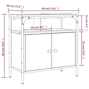 vidaXL Waschbeckenunterschrank Grau Sonoma 60x30x60 cm Holzwerkstoff