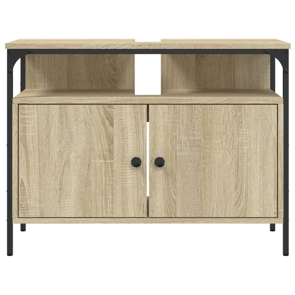 vidaXL Waschbeckenunterschrank Sonoma-Eiche 80x30x60 cm Holzwerkstoff