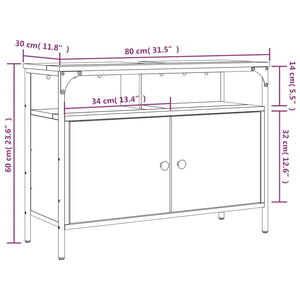 vidaXL Waschbeckenunterschrank Sonoma-Eiche 80x30x60 cm Holzwerkstoff