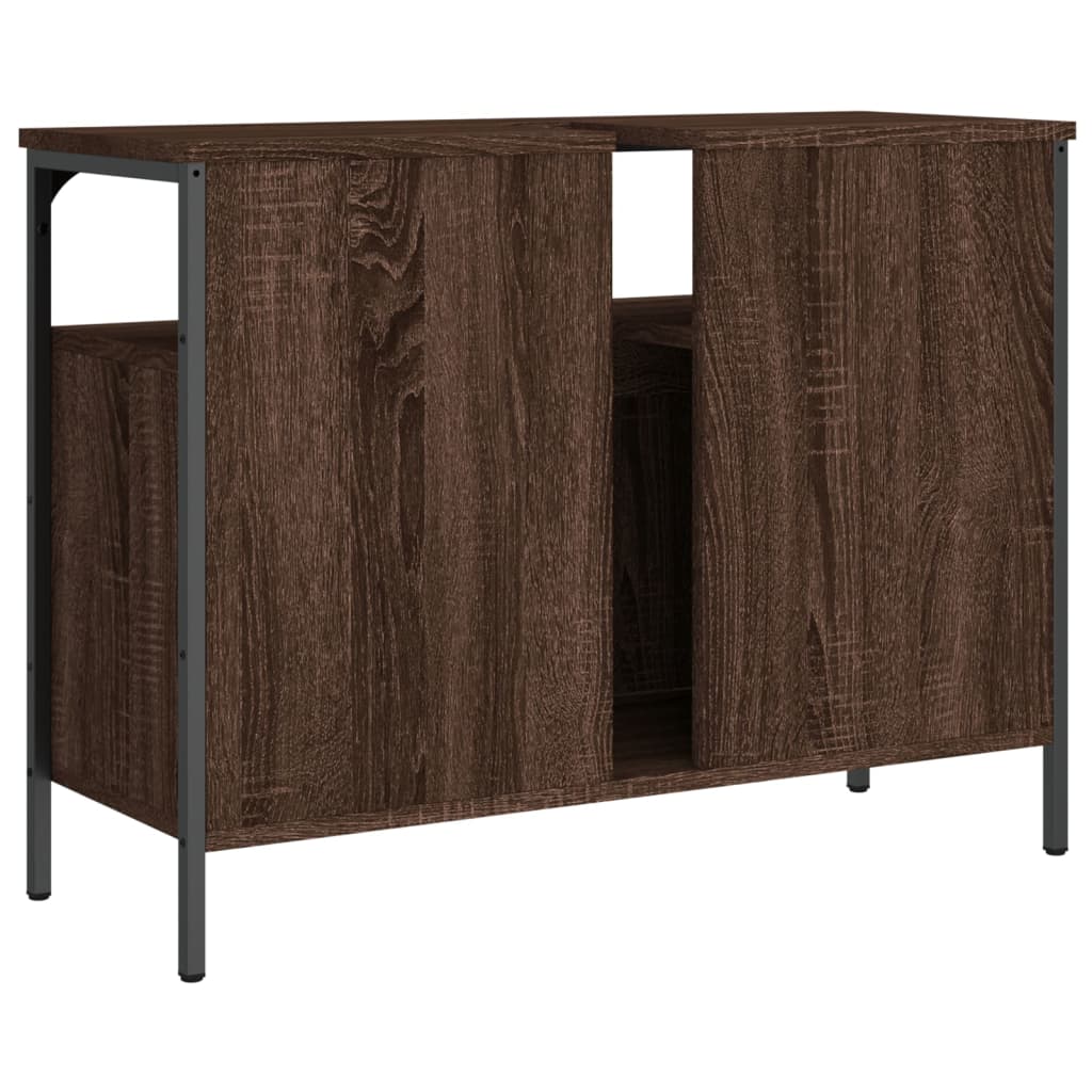 vidaXL Waschbeckenunterschrank Braun Eiche 80x30x60 cm Holzwerkstoff