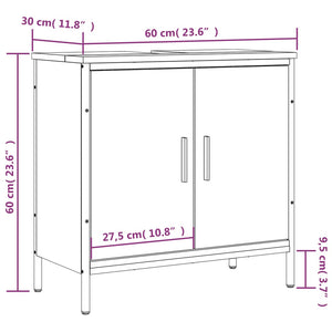 vidaXL Waschbeckenunterschrank Räuchereiche 60x30x60 cm Holzwerkstoff