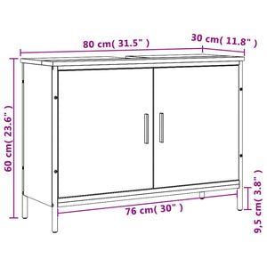 vidaXL Waschbeckenunterschrank Schwarz 80x30x60 cm Holzwerkstoff