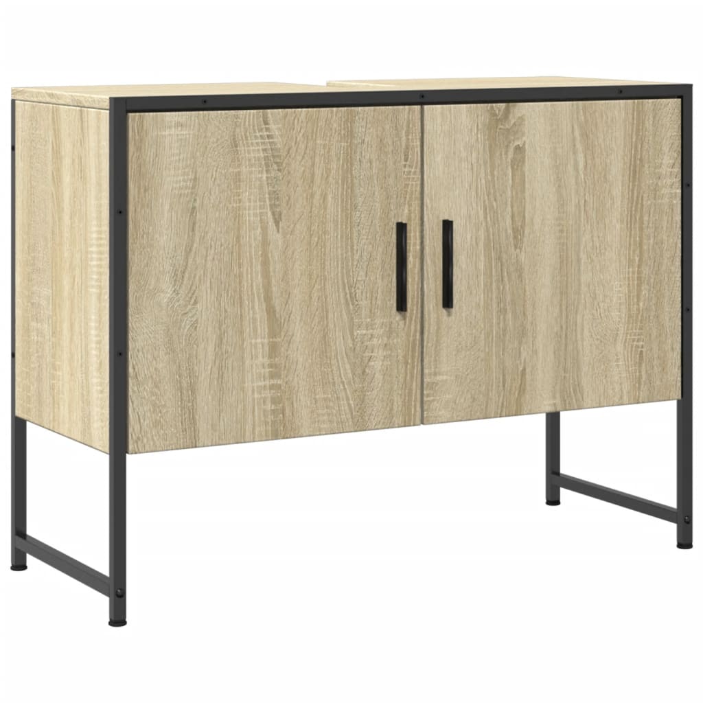 vidaXL Waschbeckenunterschrank Sonoma-Eiche 80x33x60 cm Holzwerkstoff