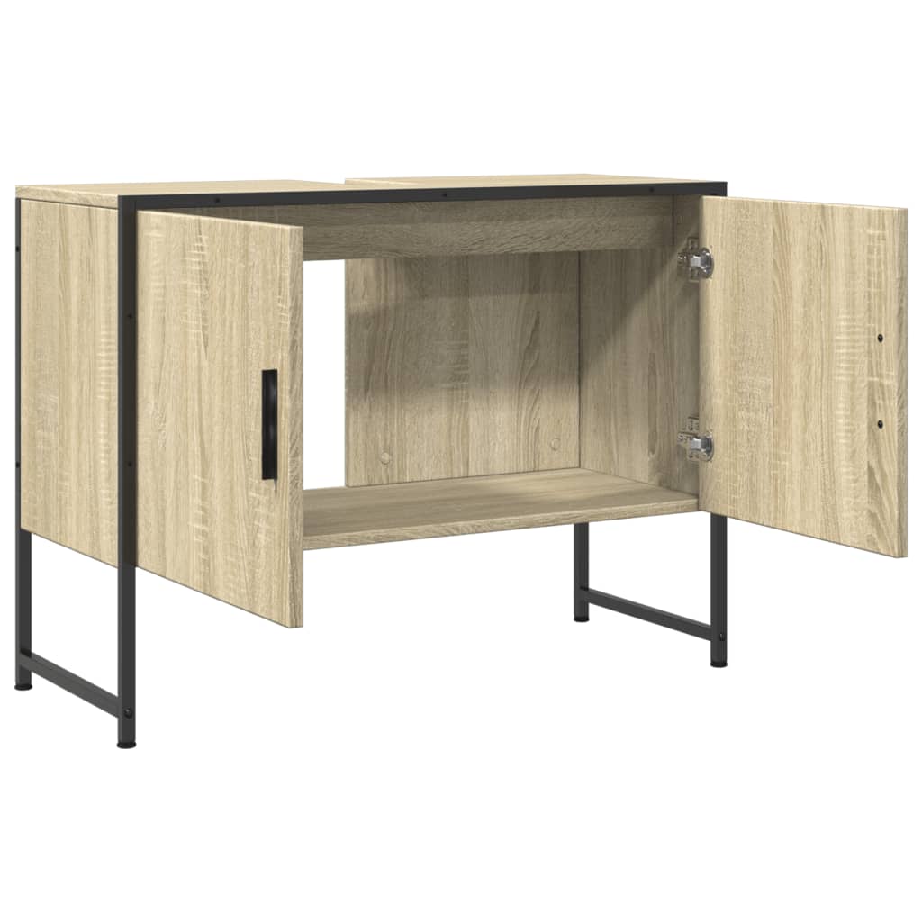 vidaXL Waschbeckenunterschrank Sonoma-Eiche 80x33x60 cm Holzwerkstoff