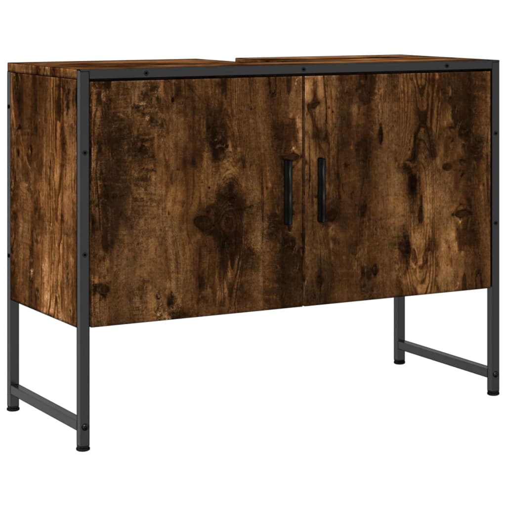 vidaXL Waschbeckenunterschrank Räuchereiche 80x33x60 cm Holzwerkstoff