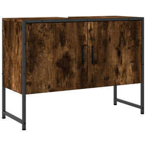 vidaXL Waschbeckenunterschrank Räuchereiche 80x33x60 cm Holzwerkstoff