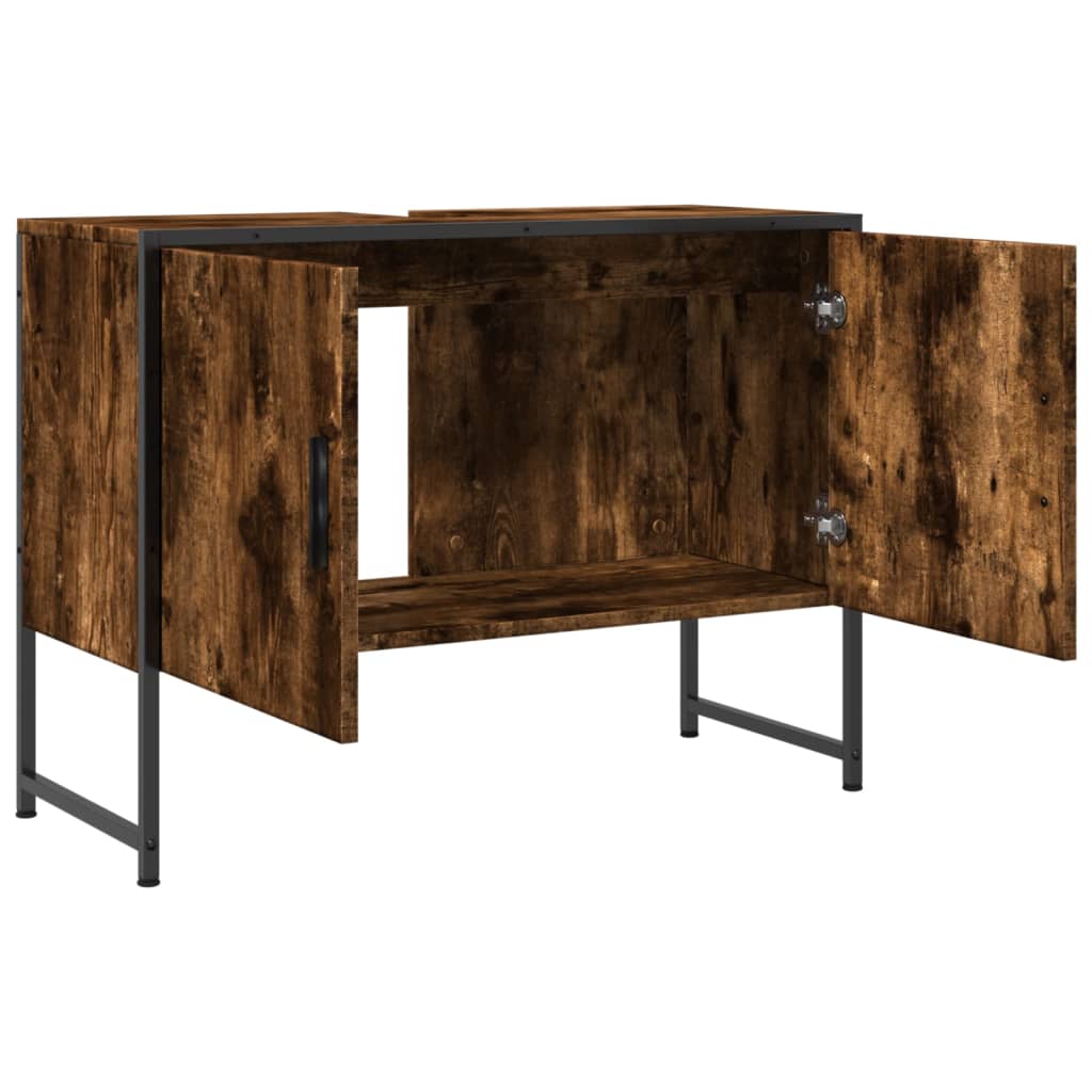 vidaXL Waschbeckenunterschrank Räuchereiche 80x33x60 cm Holzwerkstoff