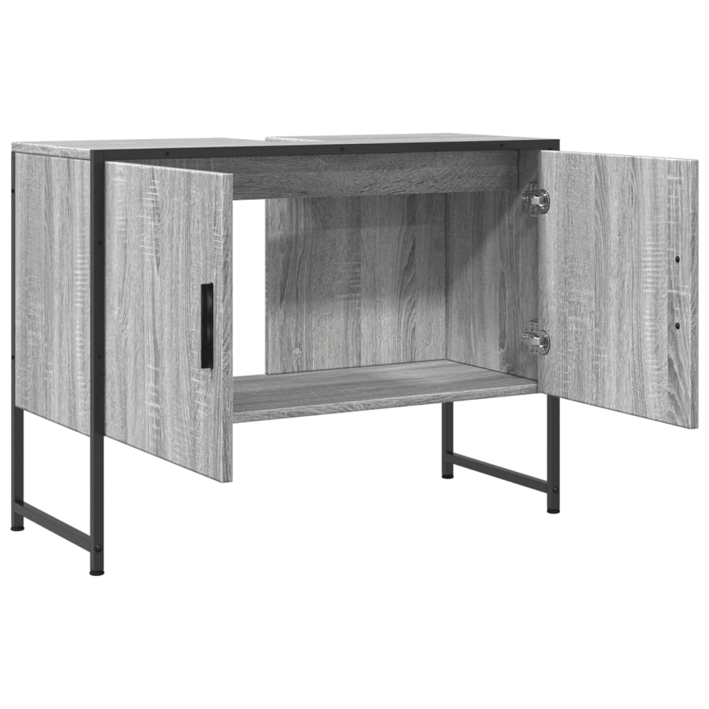 vidaXL Waschbeckenunterschrank Grau Sonoma 80x33x60 cm Holzwerkstoff