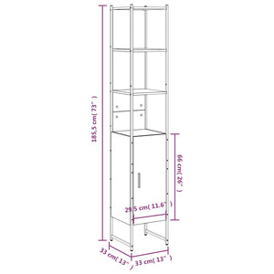 vidaXL Badschrank Braun Eichen-Optik 33x33x185,5 cm Holzwerkstoff